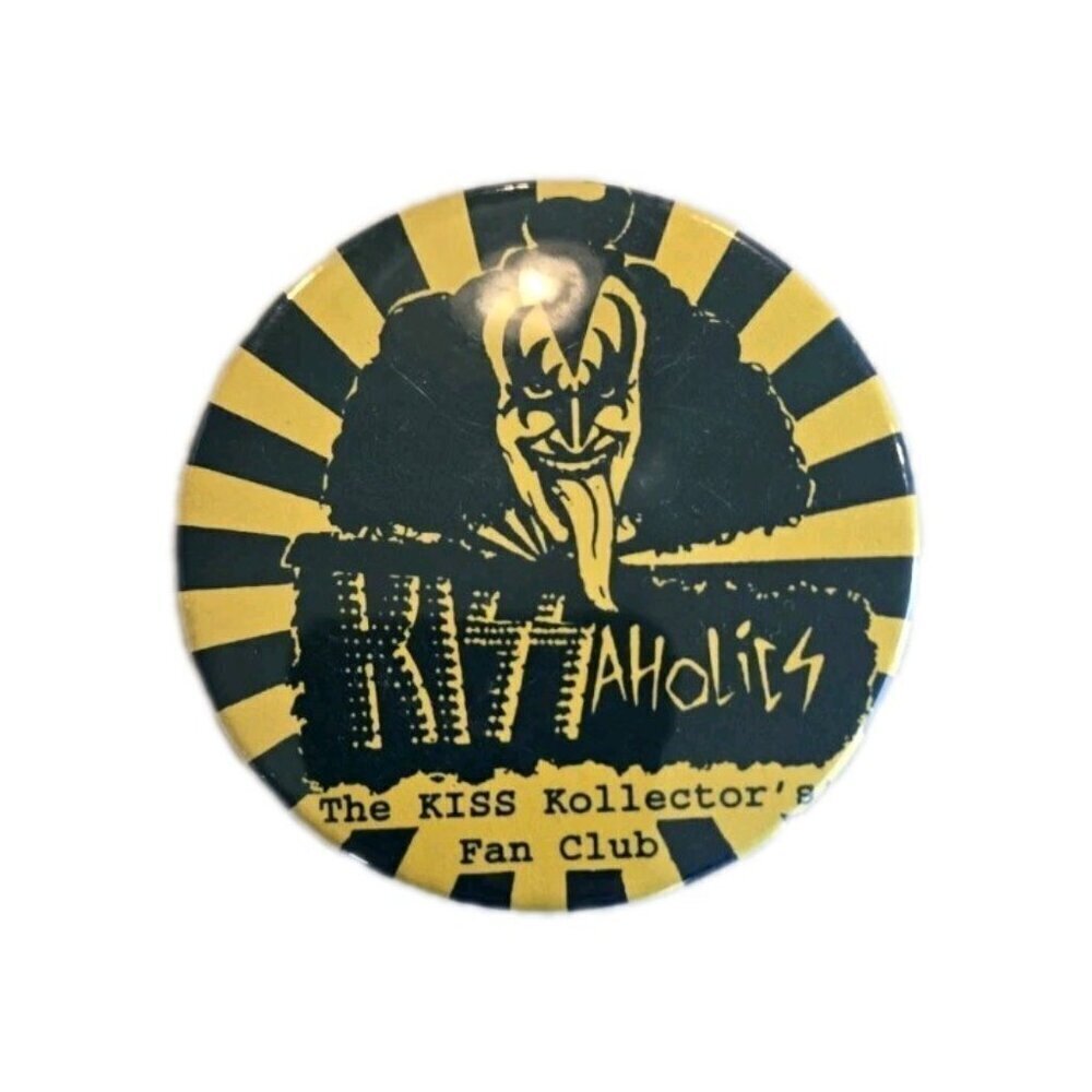 Vintage Kiss / Kissaholics The Kiss Kollectos / Collectors Fan Club Pin Pinback